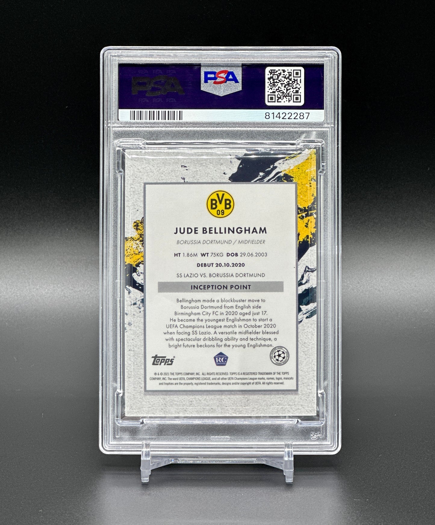 Topps Inception UCL 2020-21 Jude Bellingham Rookie /99 Green PSA 9 Mint