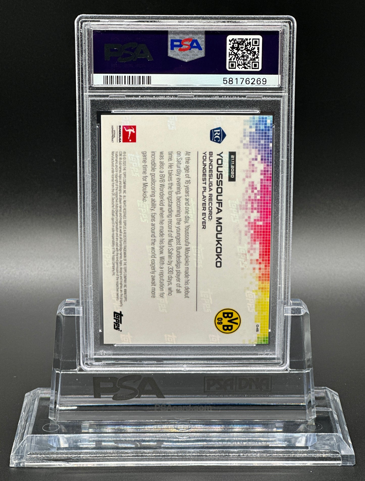 Topps Now 2020-21 Youssoufa Moukoko Rookie PSA 10 Gem Mint Bundesliga Rekord