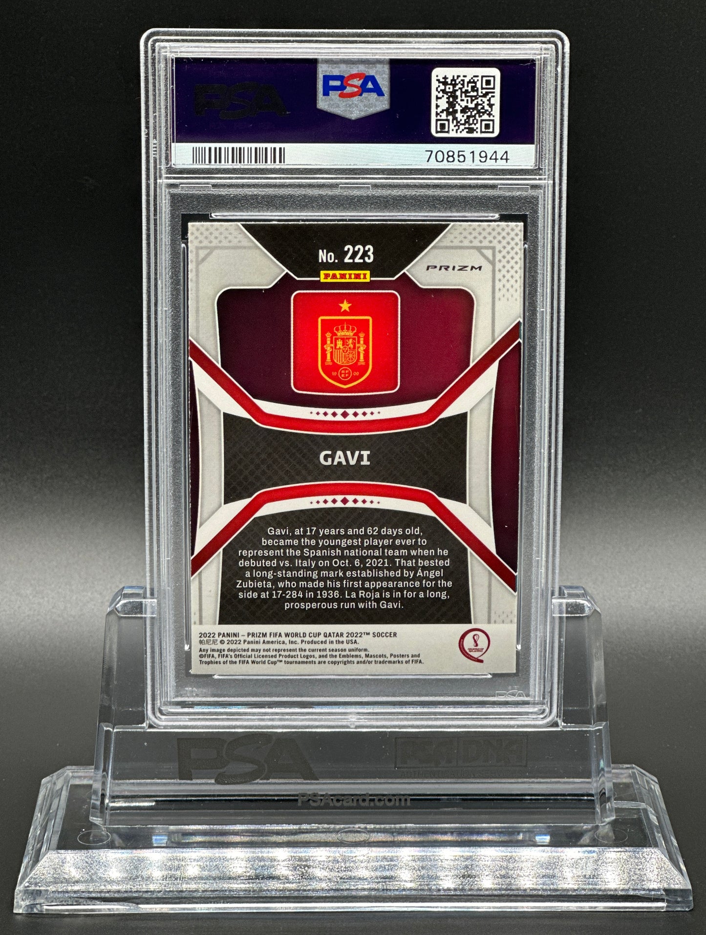 Panini Prizm World Cup 2022 Gavi Rookie Silver Prizm PSA 9 (OC) Off-Center Error