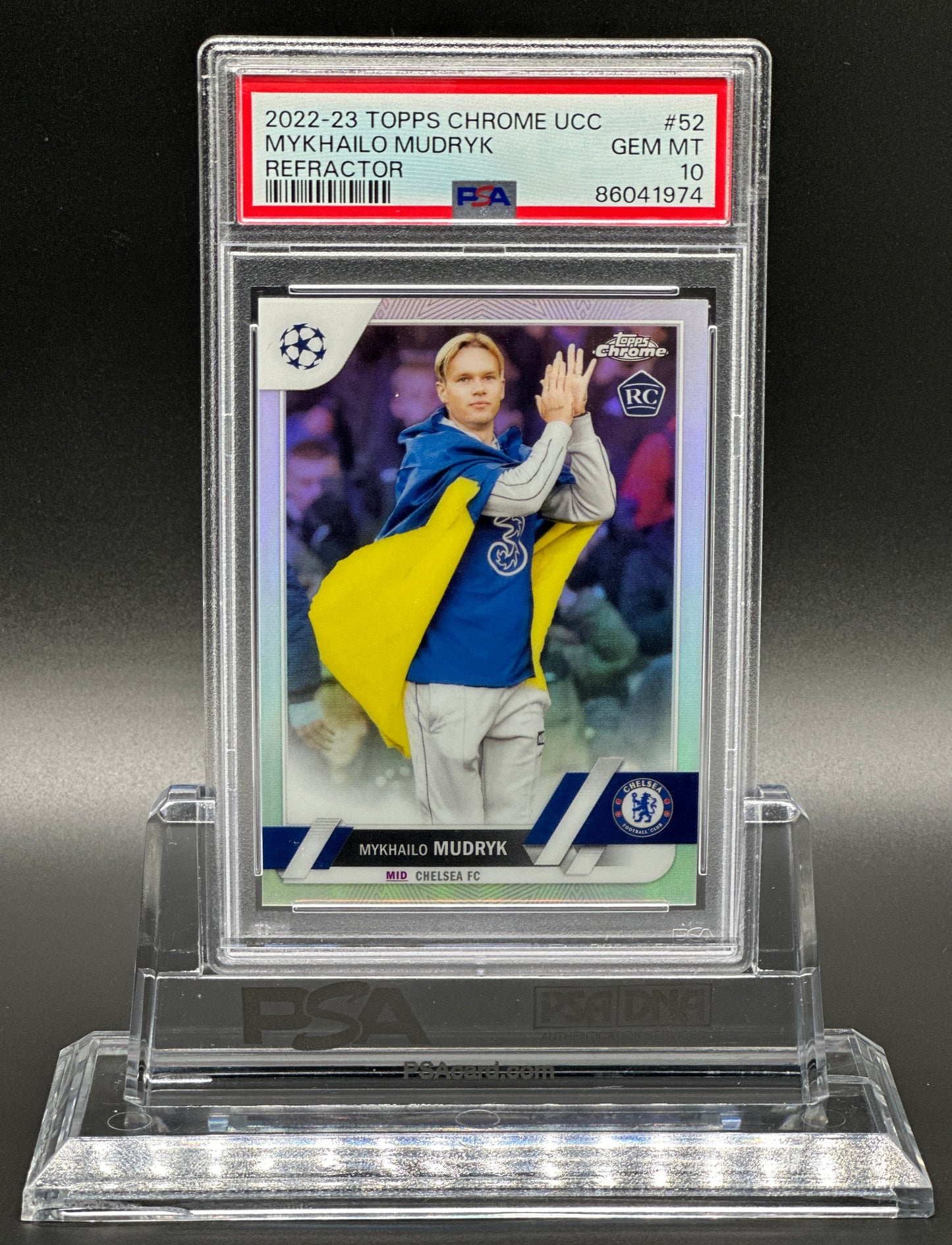 Topps Chrome UCC 2022-23 Mykhailo Mudryk Rookie Refractor PSA 10 Gem Mint