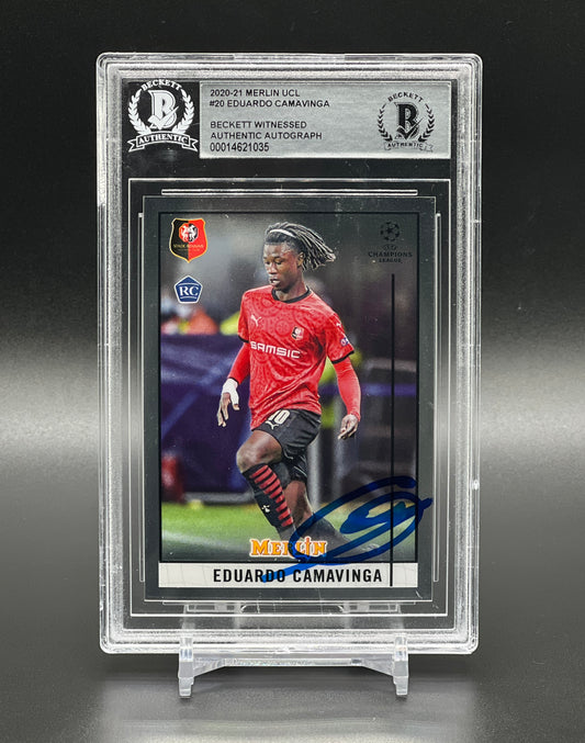 Topps Merlin Chrome UCL 2020-21 Eduardo Camavinga Rookie On Card Autograph BGS Authentic