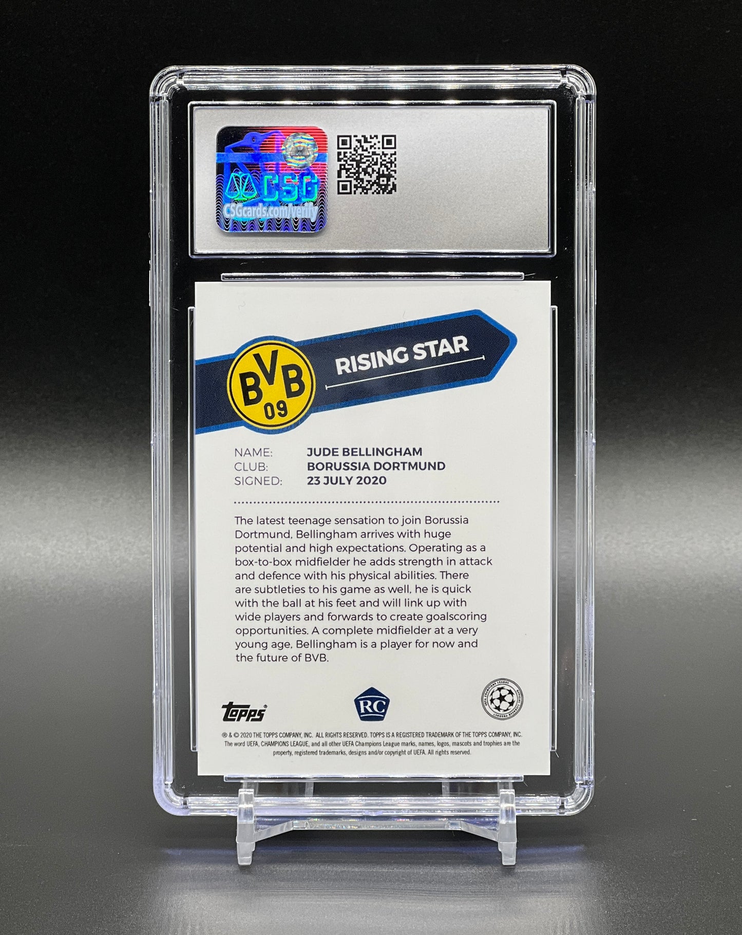 Topps Summer Signings UCL 2020-21 Jude Bellingham Rookie /50 CSG 10 Gem Mint