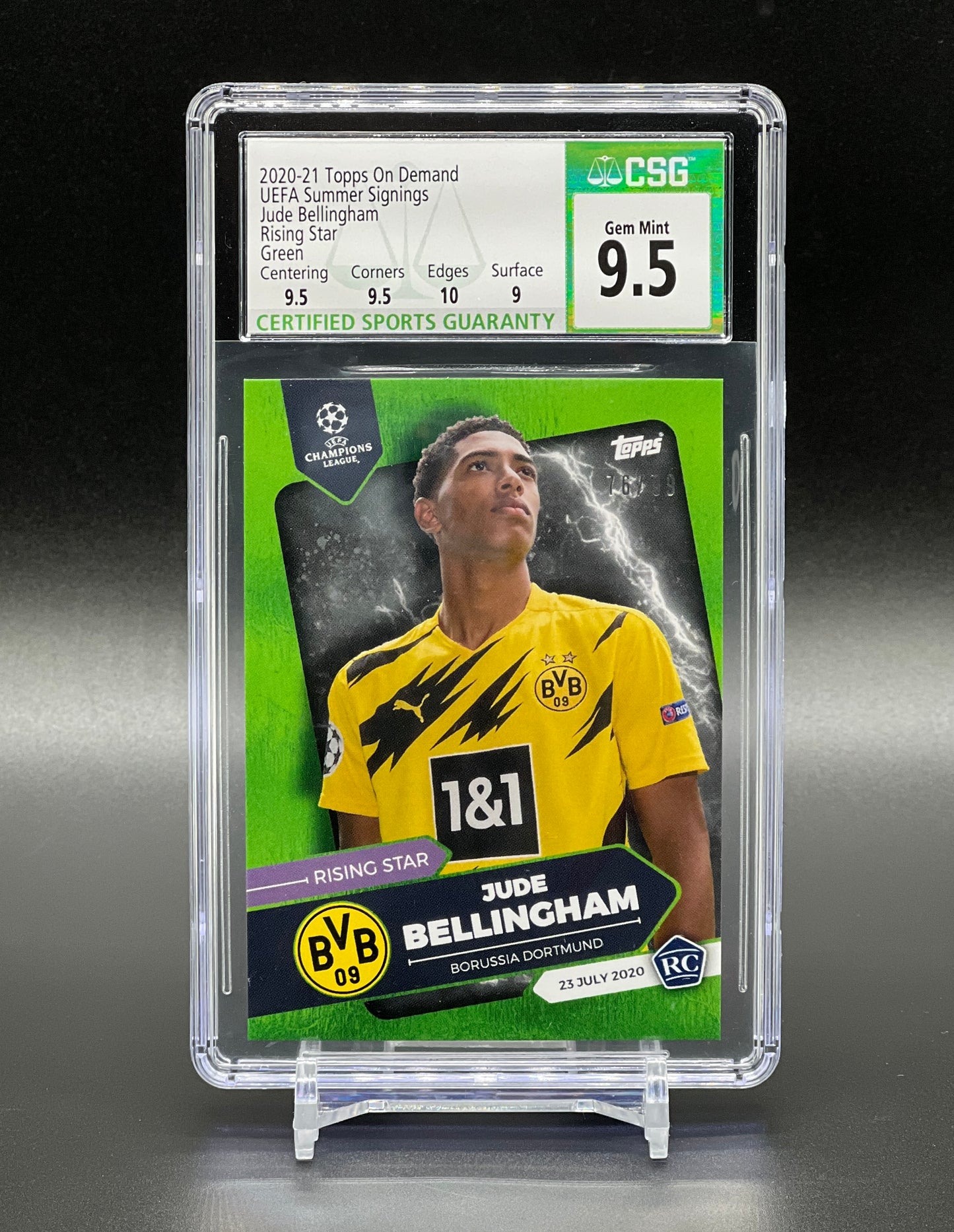 Topps Summer Signings UCL 2020-21 Jude Bellingham Rookie /99 CSG 9,5 Gem Mint