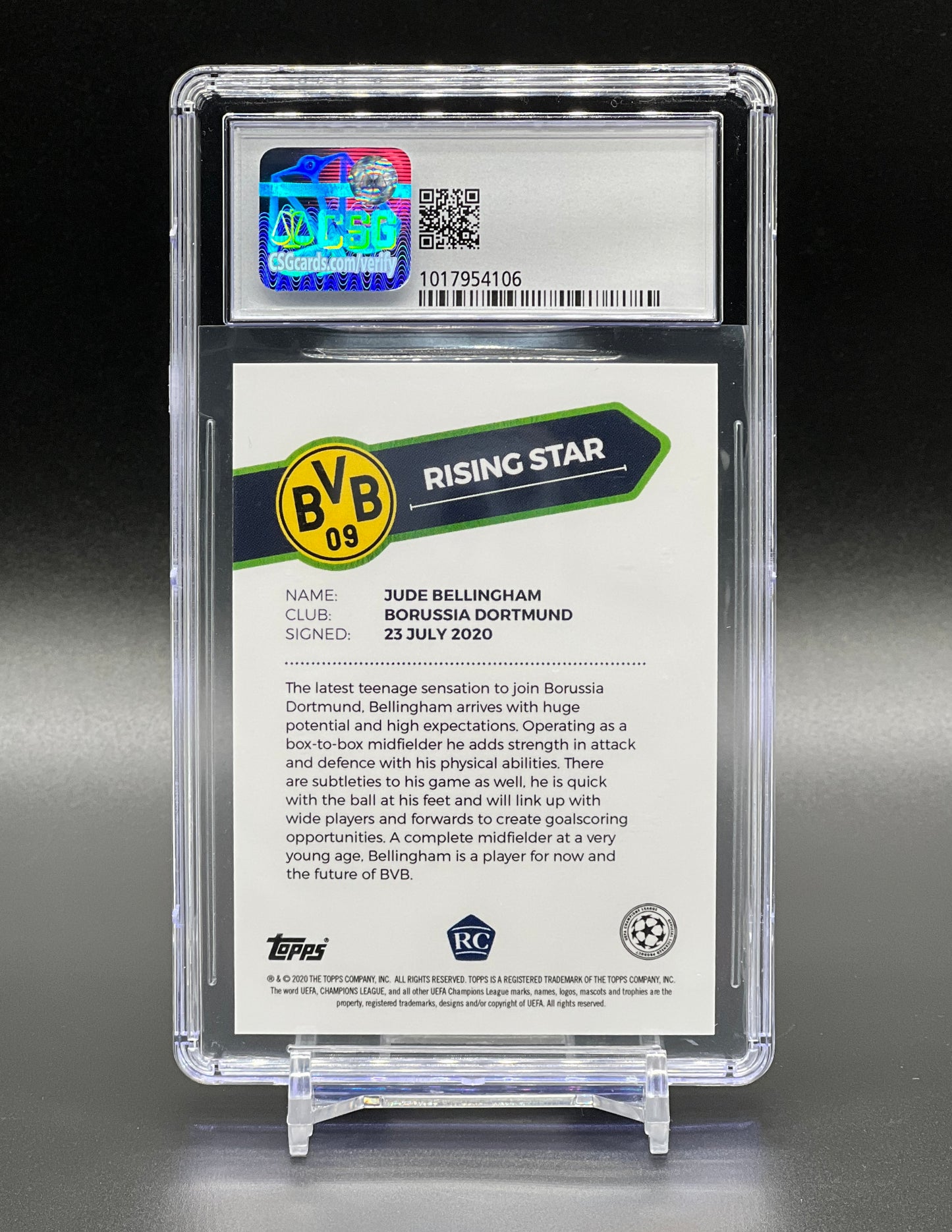 Topps Summer Signings UCL 2020-21 Jude Bellingham Rookie /99 CSG 9,5 Gem Mint