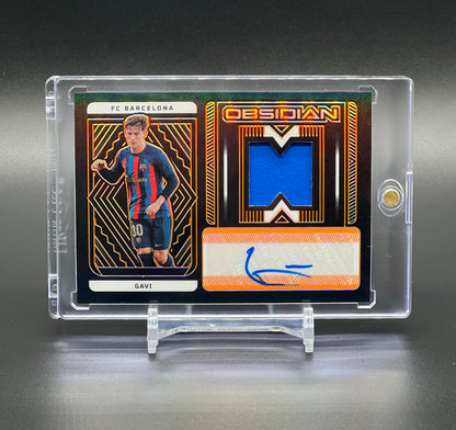 Panini Obsidian 2022-23 Gavi Auto Patch 6/6 Orange Electric Etch Jersey Numbered FC Barcelona