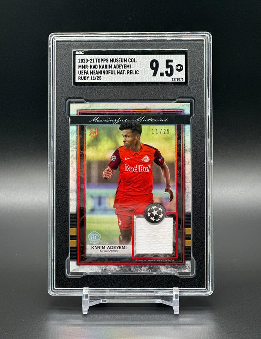 Topps Museum UCL 2020-21 Karim Adeyemi Rookie Patch /25 Ruby Player-worn SGC 9,5 Gem Mint