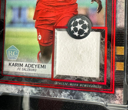 Topps Museum UCL 2020-21 Karim Adeyemi Rookie Patch /25 Ruby Player-worn SGC 9,5 Gem Mint