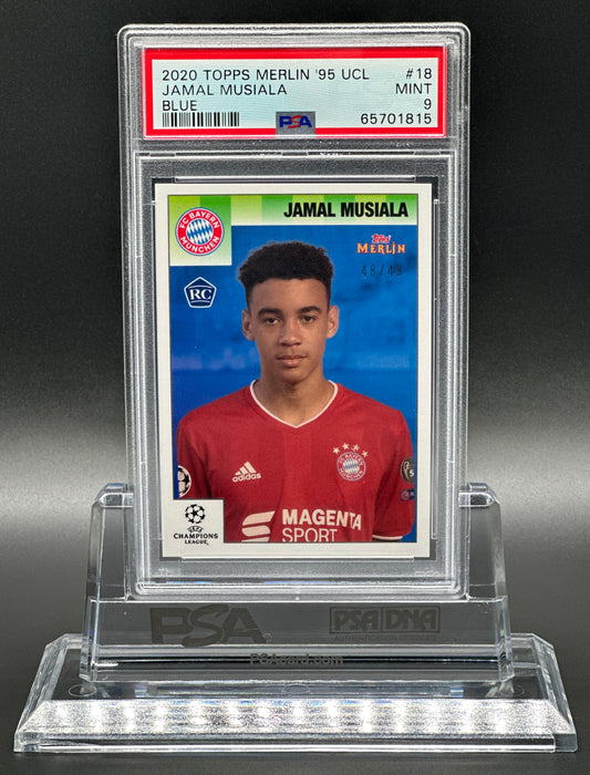 Topps Merlin 95 Heritage 2020-21 Jamal Musiala Rookie /49 Blue PSA 9 Mint