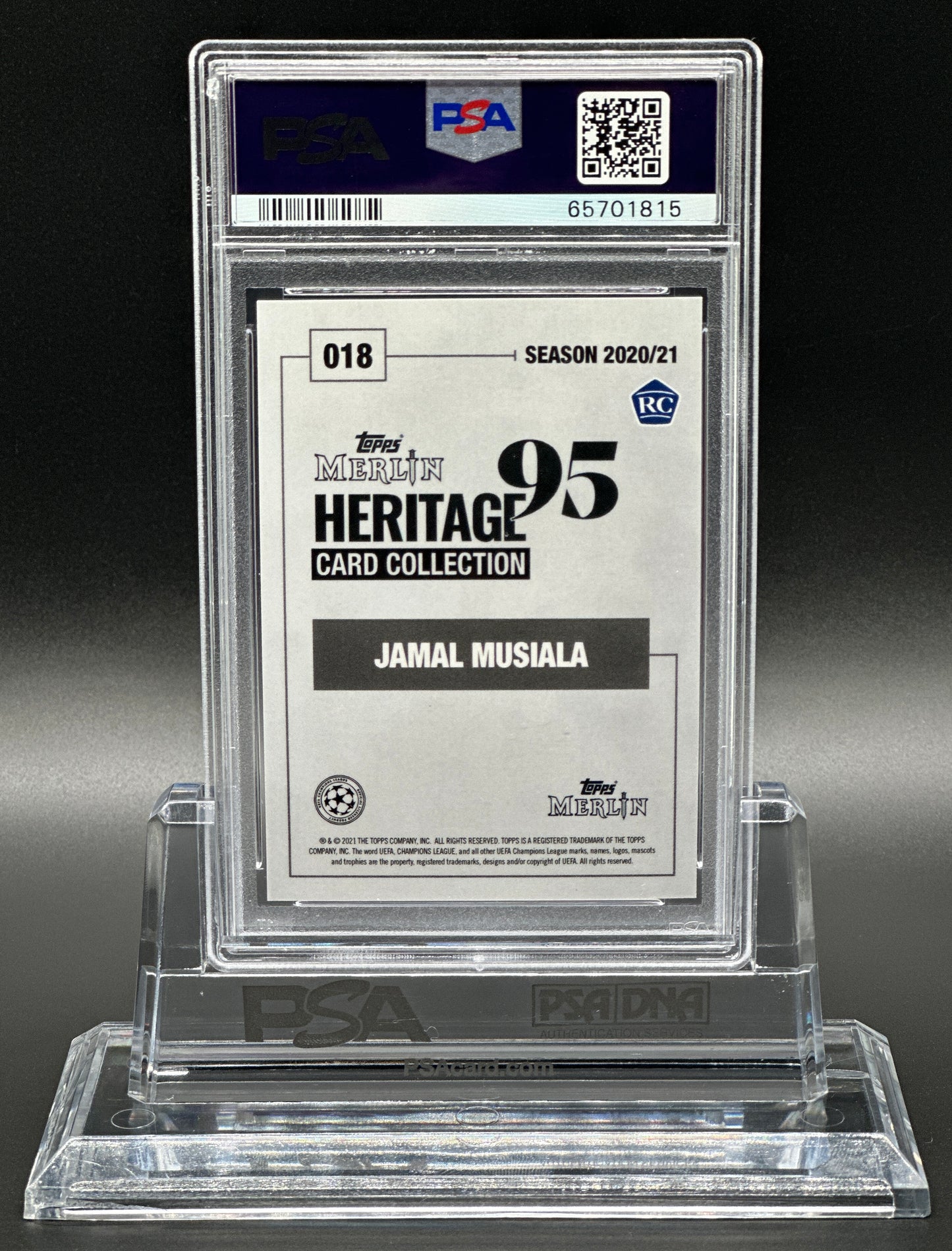 Topps Merlin 95 Heritage 2020-21 Jamal Musiala Rookie /49 Blue PSA 9 Mint