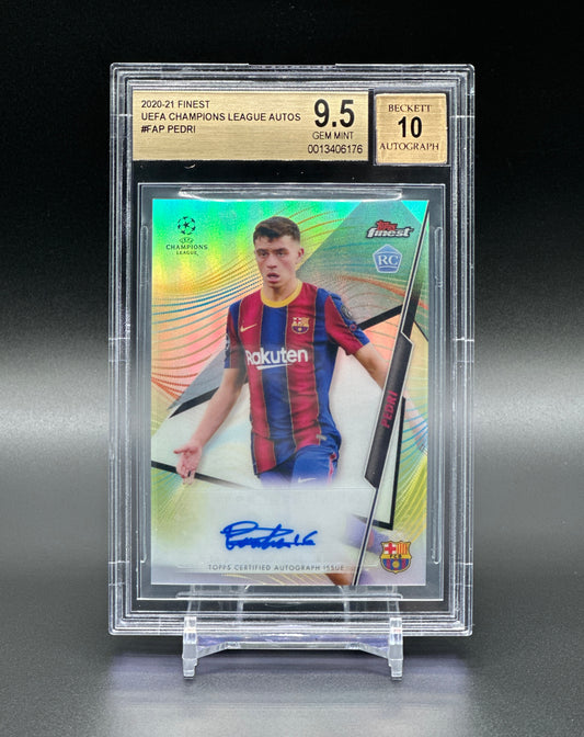 Topps Finest UCL 2020-21 Pedri Rookie Auto BGS 9,5 Gem Mint Auto 10