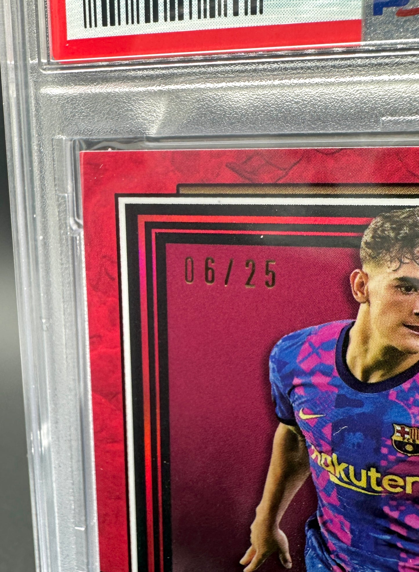 Topps Museum UCL 2021-22 Gavi Rookie /25 Ruby Jersey Numbered PSA 10 Gem Mint