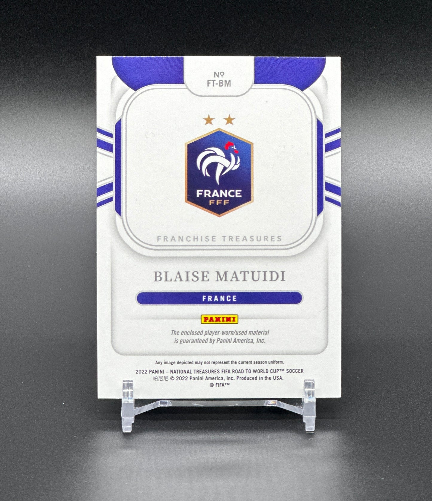 Panini National Treasures World Cup 2022 Blaise Matuidi Patch 1/5 Player-worn