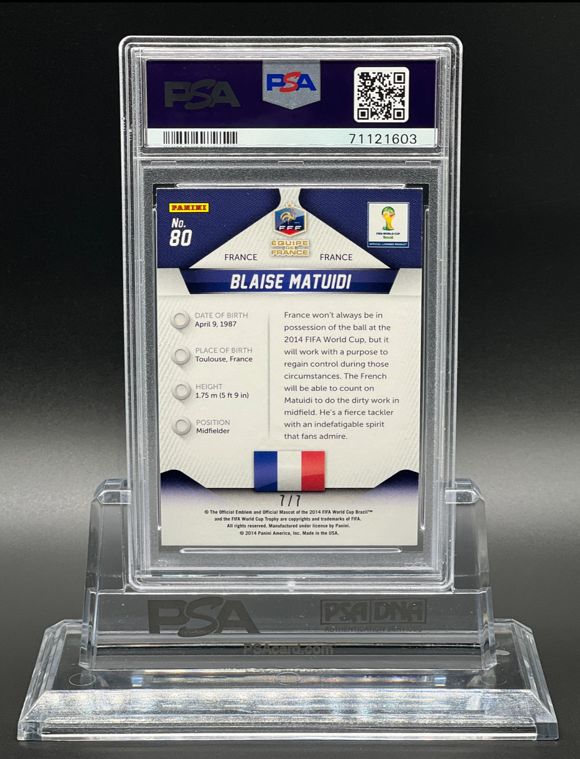 Panini Prizm World Cup 2014 Blaise Matuidi 7/7 Father's Day Edition PSA 8