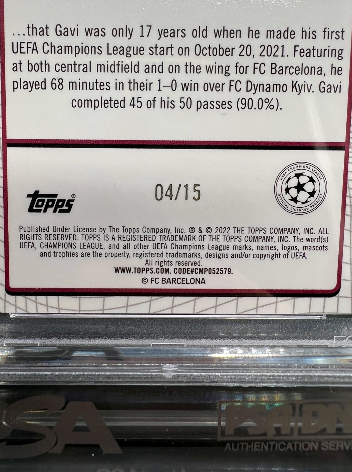 Topps Merlin Chrome UCL 2021-22 Gavi Rookie /15 Purple Wave PSA 10 Gem Mint