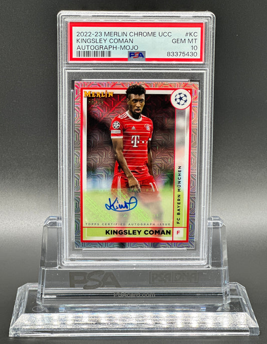 Topps Merlin Chrome UCC 2022-23 Kingsley Coman Auto /99 Mojo PSA 10 Gem Mint