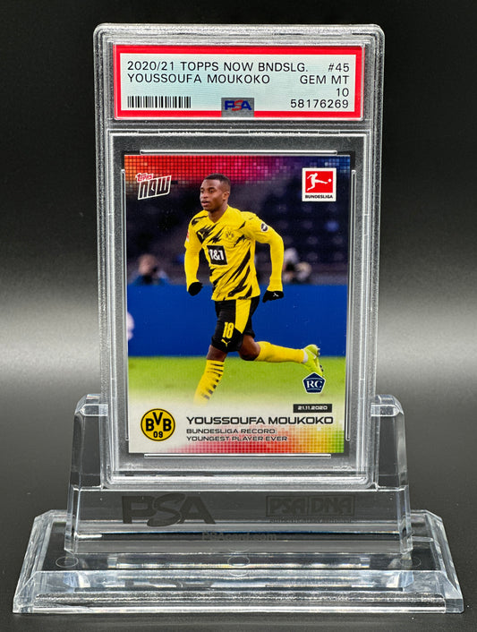 Topps Now 2020-21 Youssoufa Moukoko Rookie PSA 10 Gem Mint Bundesliga Rekord