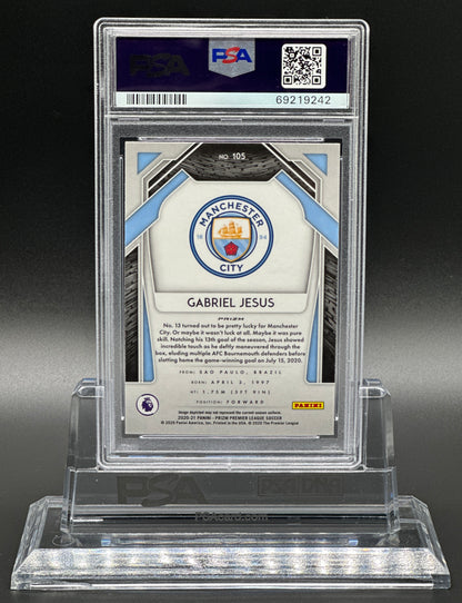 Panini Prizm EPL 2020-21 Gabriel Jesus Blue/Yellow/Green SSP PSA 10 POP 1 of 1