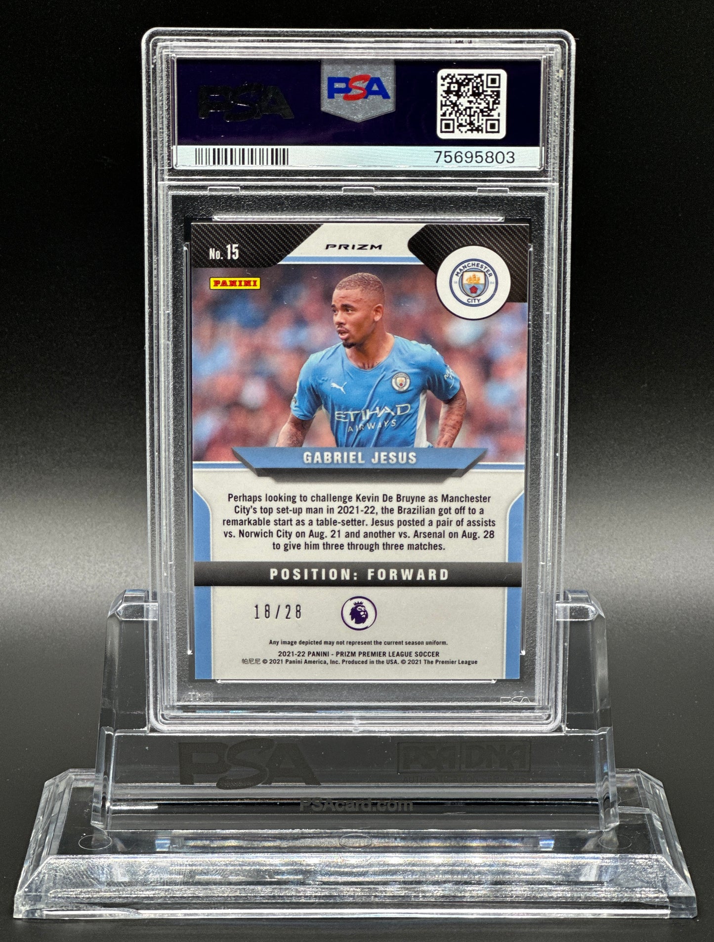 Panini Prizm EPL 2020-21 Gabriel Jesus /28 Red Star PSA 10 Gem Mint POP 1 of 1