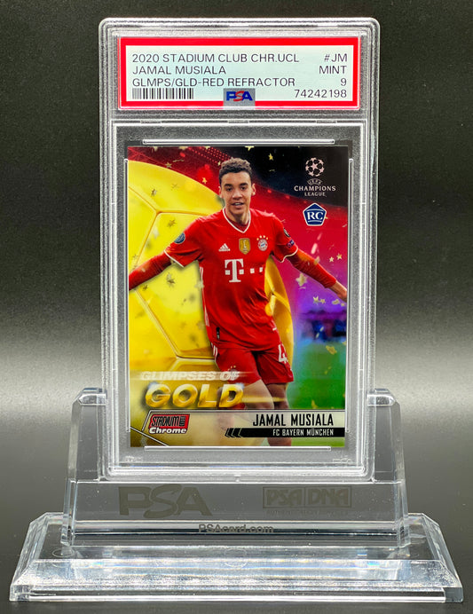 Topps Stadium Club Chrome UCL 2020-21 Jamal Musiala Rookie /10 Red Refractor PSA 9 Mint