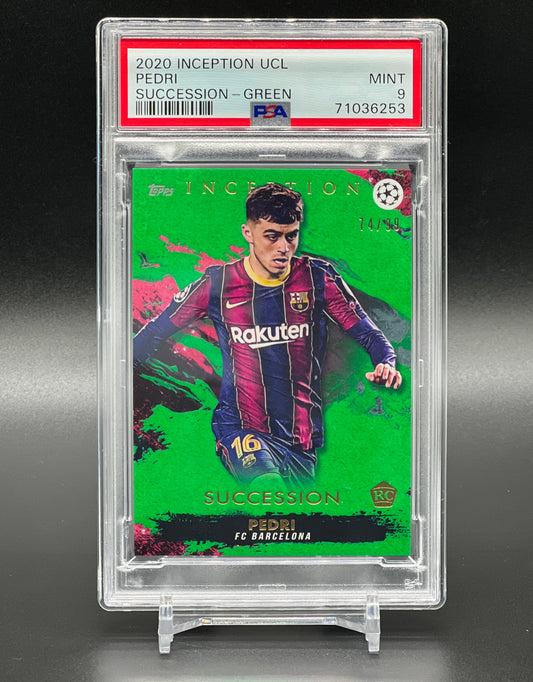 Topps Inception UCL 2020-21 Pedri Rookie /99 Green Succession PSA 9 Mint