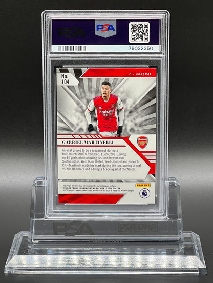 Panini Chronicles Premier League 2021-22 Gabriel Martinelli Rookie /23 Cracked Ice XR PSA 8.5 NM-MT+